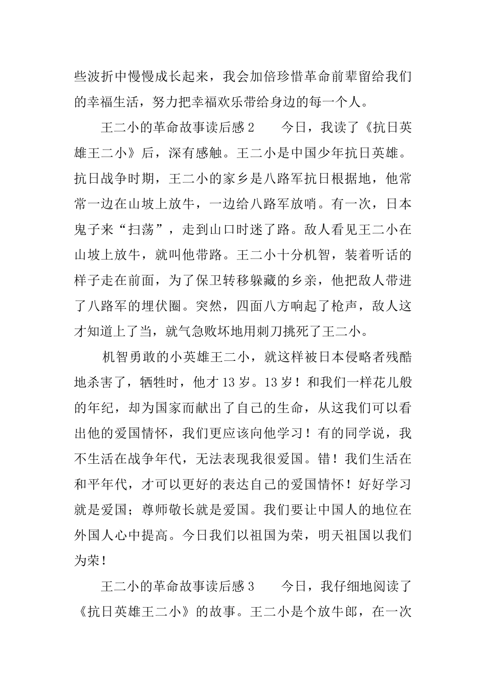 王二小的革命故事读后感_第2页
