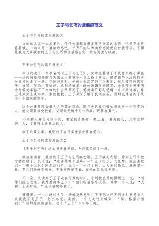 王子与乞丐的读后感范文