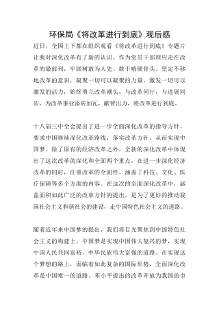 环保局《将改革进行到底》观后感