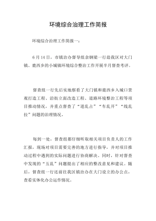 环境综合治理工作简报