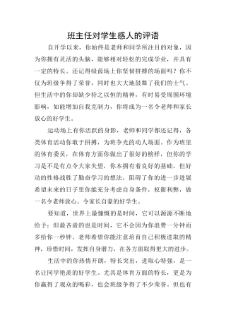 班主任对学生感人的评语