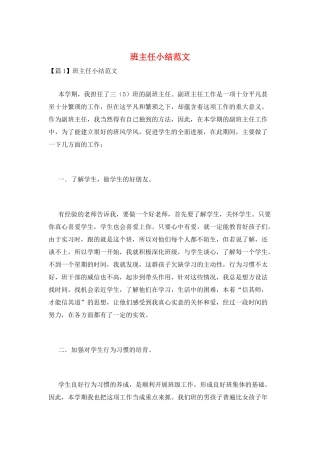 班主任小结范文