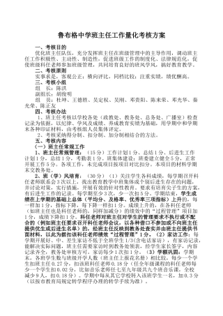 班主任工作量化考核方案