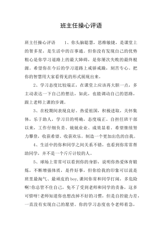 班主任操心评语