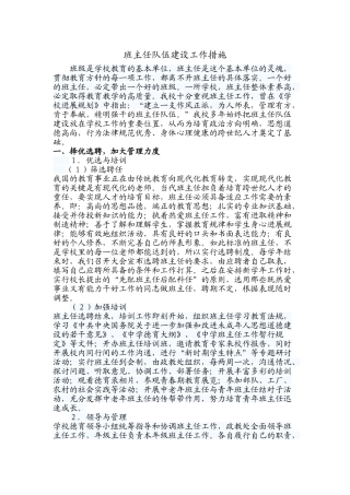 班主任队伍建设工作方案