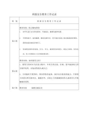 班级安全教育工作记录