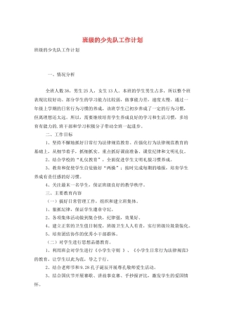 班级的少先队工作计划