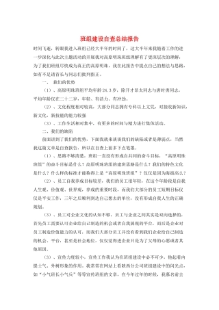 班组建设自查总结报告