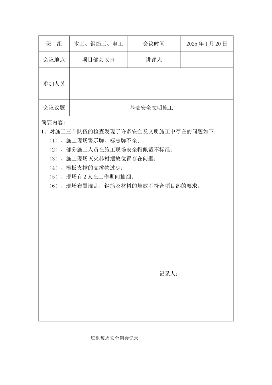 班组每周安全例会记录_第2页