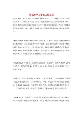 班长和学习委员工作总结