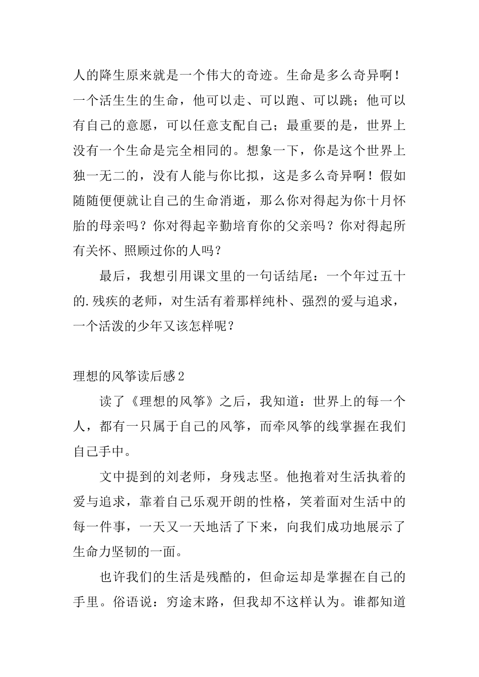 理想的风筝读后感_第2页