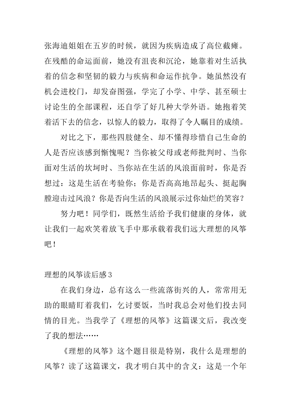 理想的风筝读后感_第3页