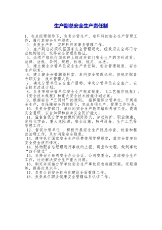 生产副总安全生产责任制