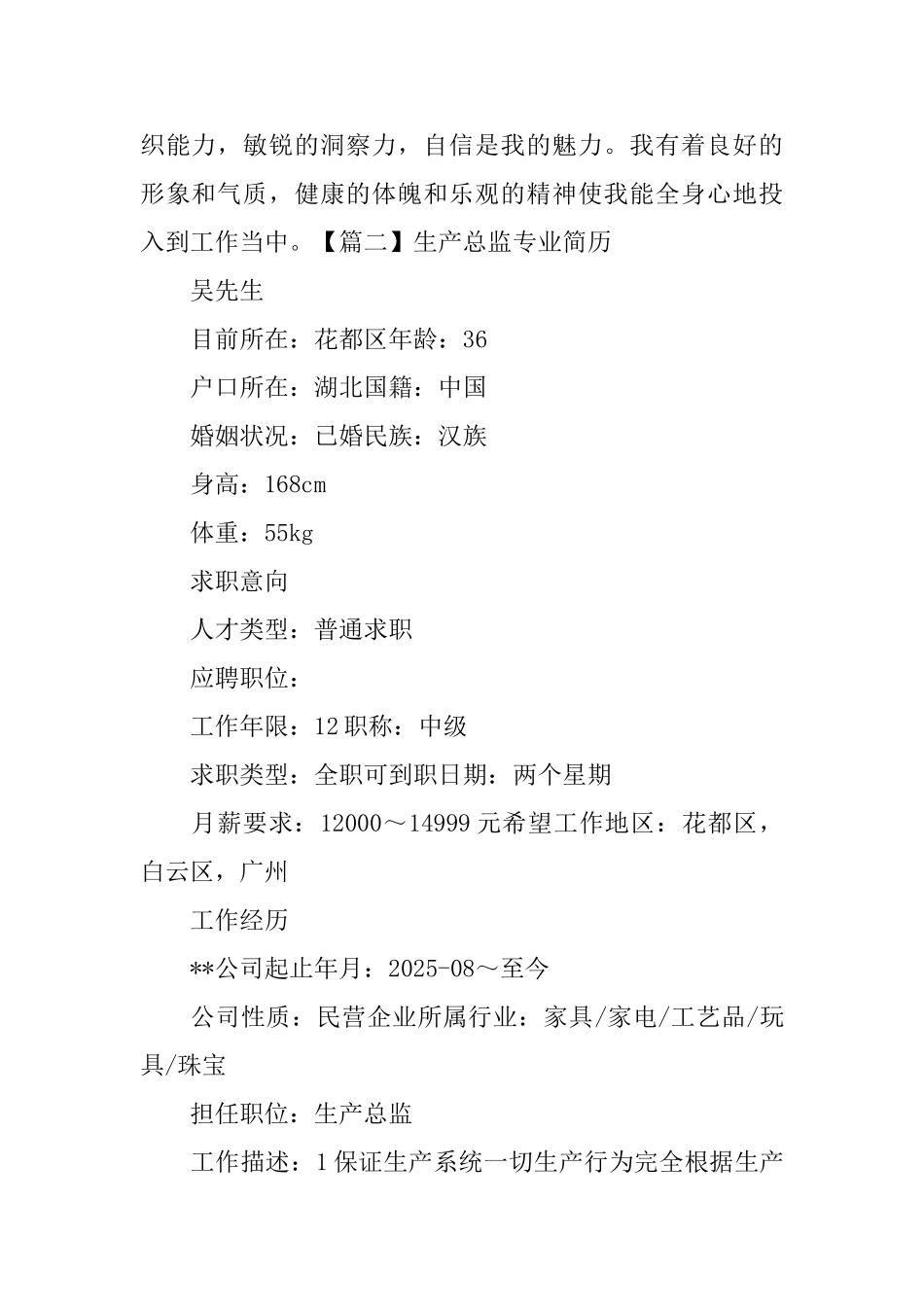 生产总监专业简历_第3页