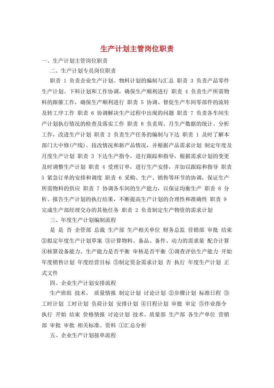 生产计划主管岗位职责_第1页