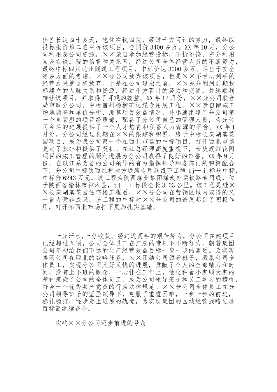 申报公司总经理先进事迹材料_第2页