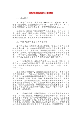 申报银牌基层队汇报材料