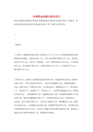 申请资金的请示报告范文