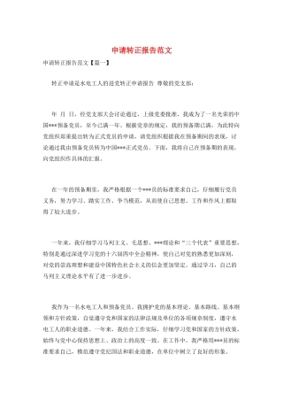 申请转正报告范文
