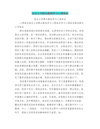 电业公司群众路线学习心得体会