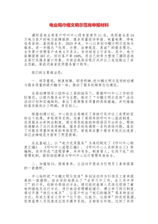 电业局巾帼文明示范岗申报材料