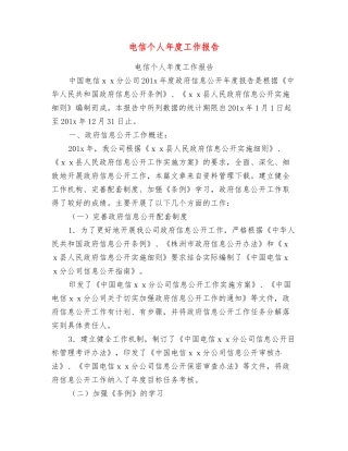 电信个人年度工作报告