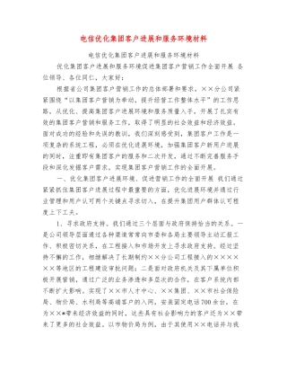 电信优化集团客户发展和服务环境材料