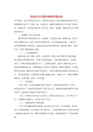 电信分公司综合部的年度总结