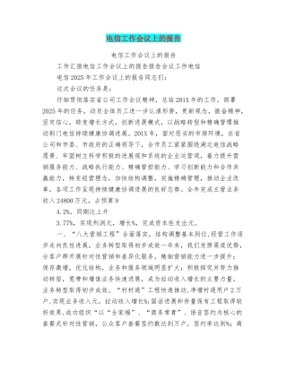 电信工作会议上的报告