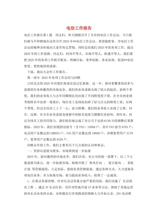 电信工作报告