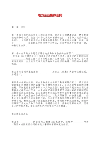 电力企业集体合同——范本