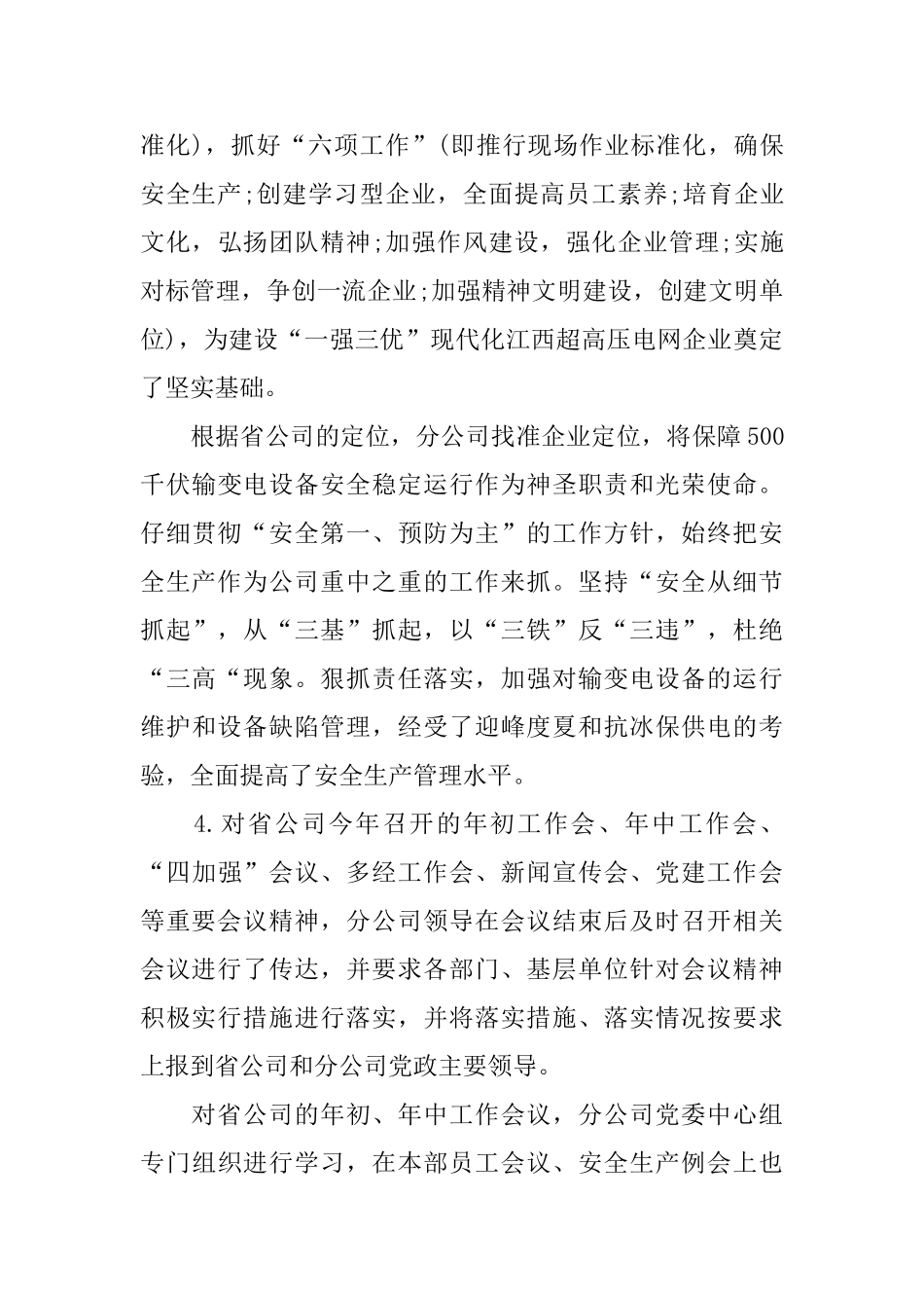 电力公司执行力情况自查报告范文_第3页