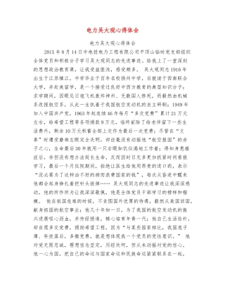 电力吴大观心得体会