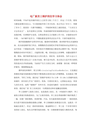 电厂新员工锅炉岗位学习体会