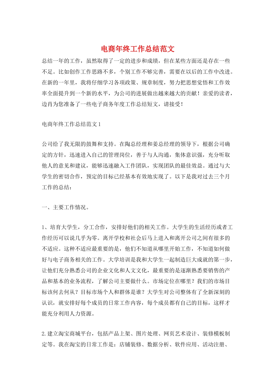 电商年终工作总结范文_第1页