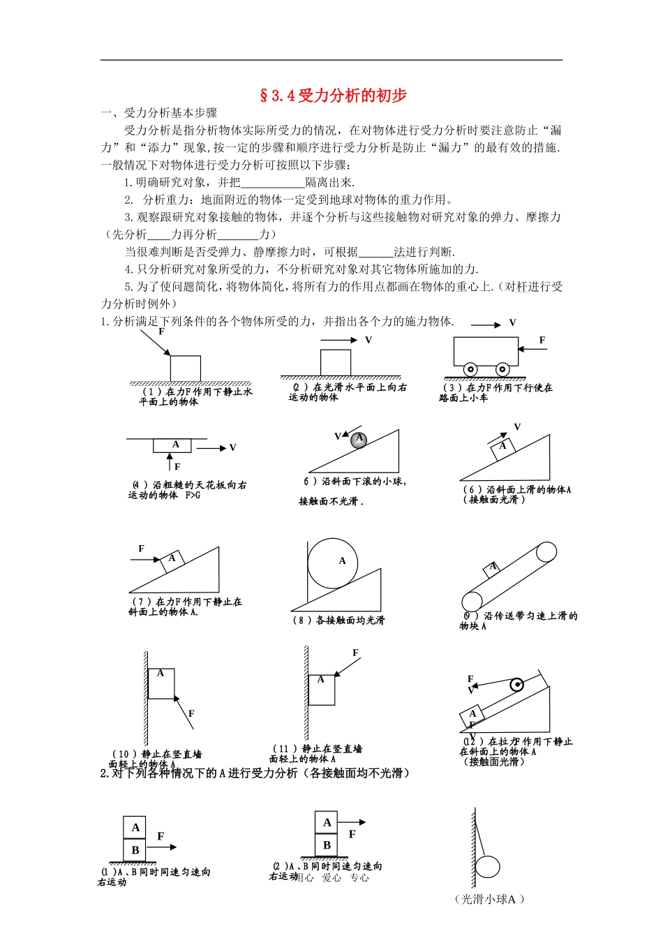 江苏省高淳高级中学高一物理受力分析的初步教学案_第1页