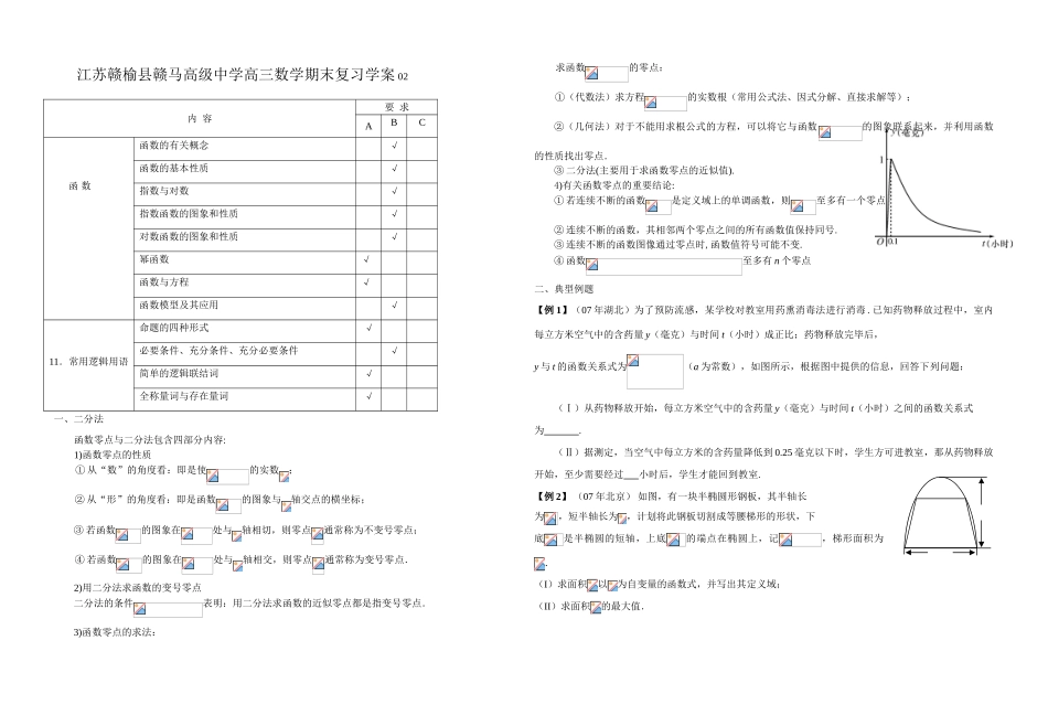 江苏赣榆县赣马高级中学高三数学期末复习学案函数02_第1页