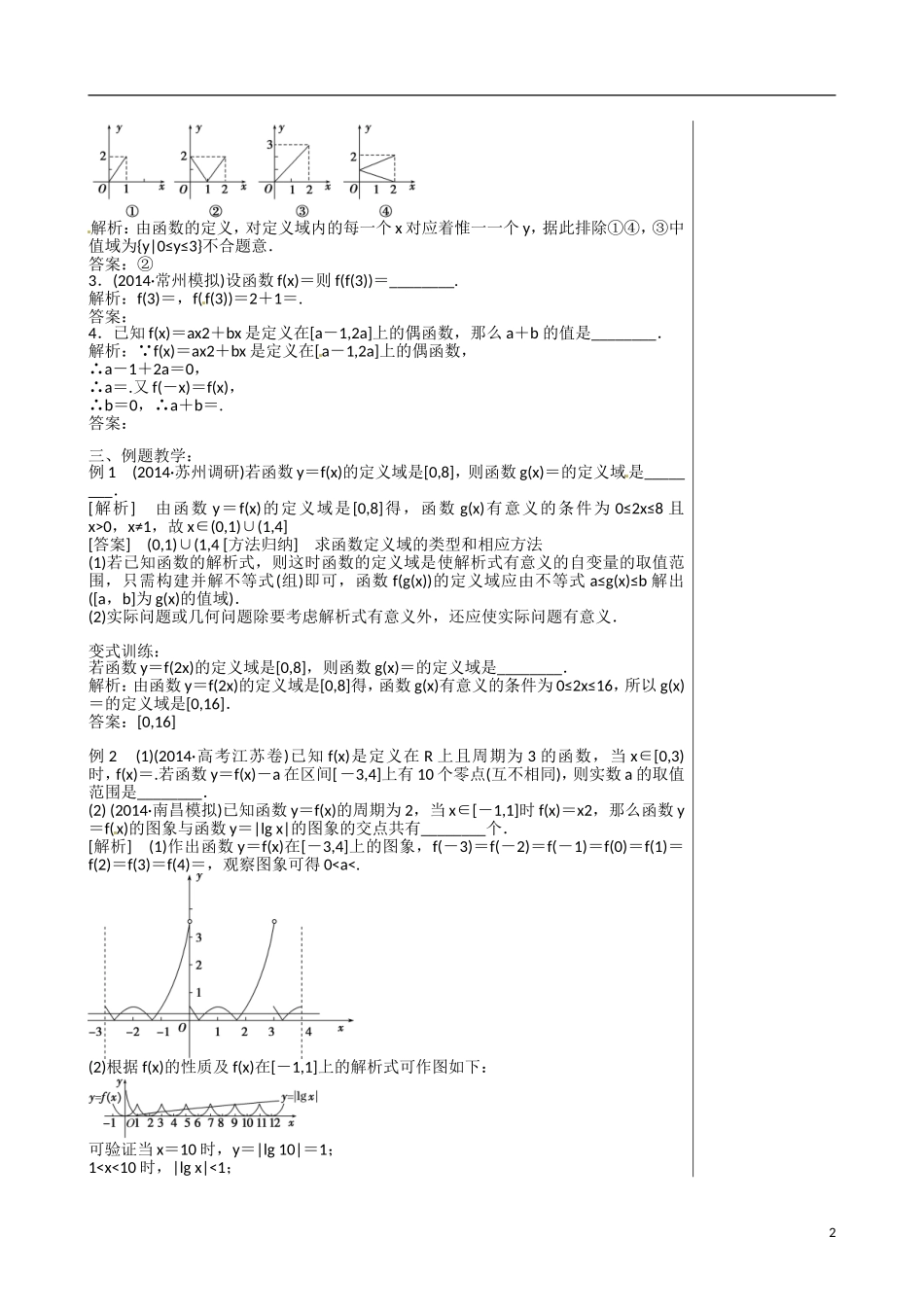 江苏赣榆县智贤中学高三数学总复习 专题一 第2讲 函数的概念、图象与性质（1）教学案_第2页