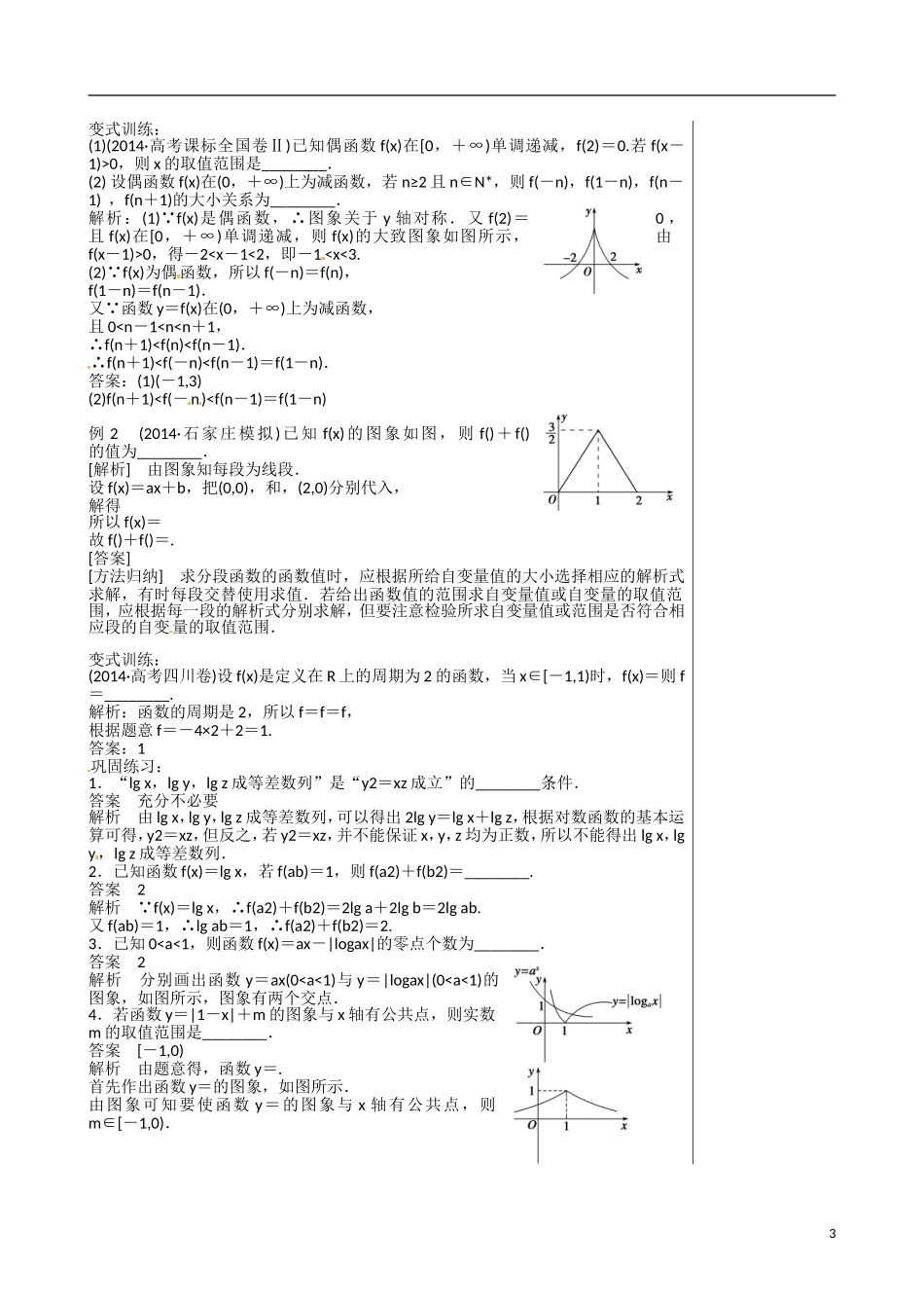 江苏赣榆县智贤中学高三数学总复习 专题一 第2讲 函数的概念、图象与性质（2）教学案_第3页