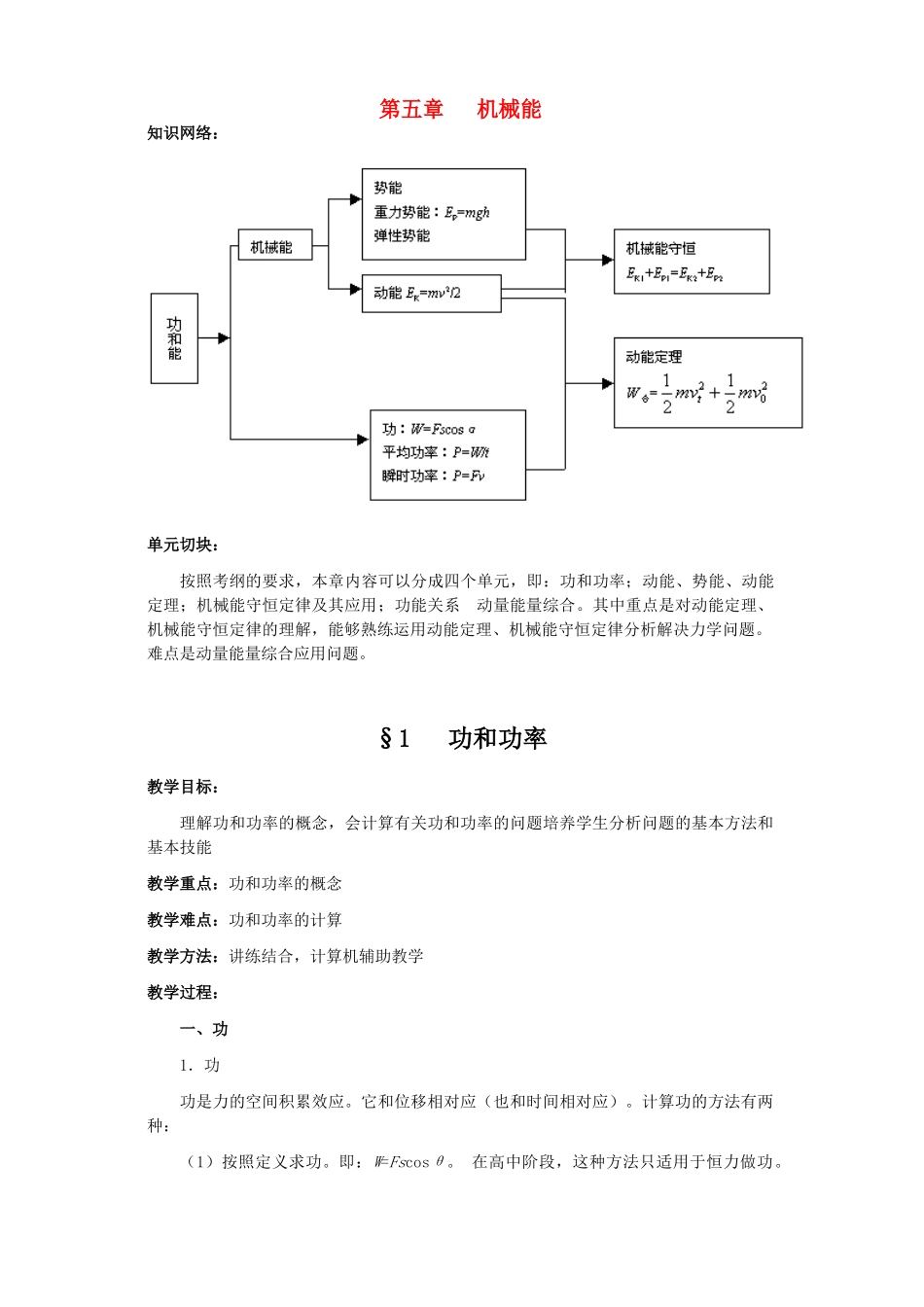 江苏石榴高级中学2010年高三物理第一轮复习 第六章 机械能教案 人教版_第1页