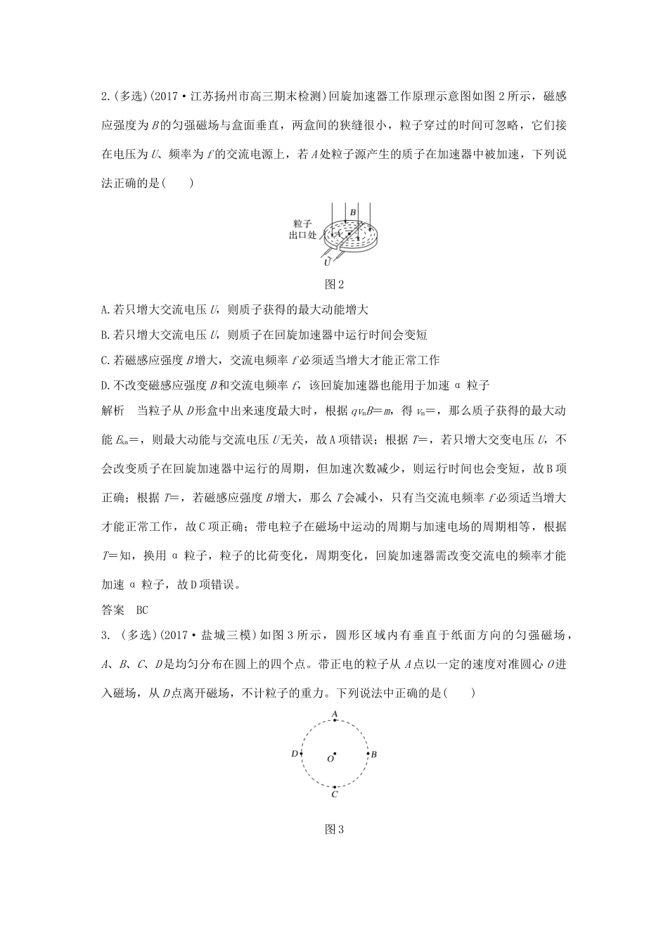 江苏省高考物理二轮复习 专题六 磁场、带电粒子在磁场及复合场中的运动教学案-人教版高三全册物理教学案_第2页