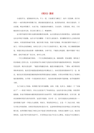 江苏省高考语文名著《呐喊》赏析 《明天》素材