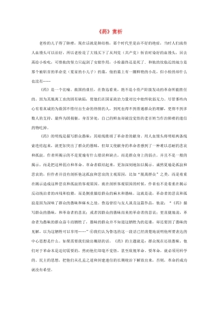 江苏省高考语文名著《呐喊》赏析 《药》素材