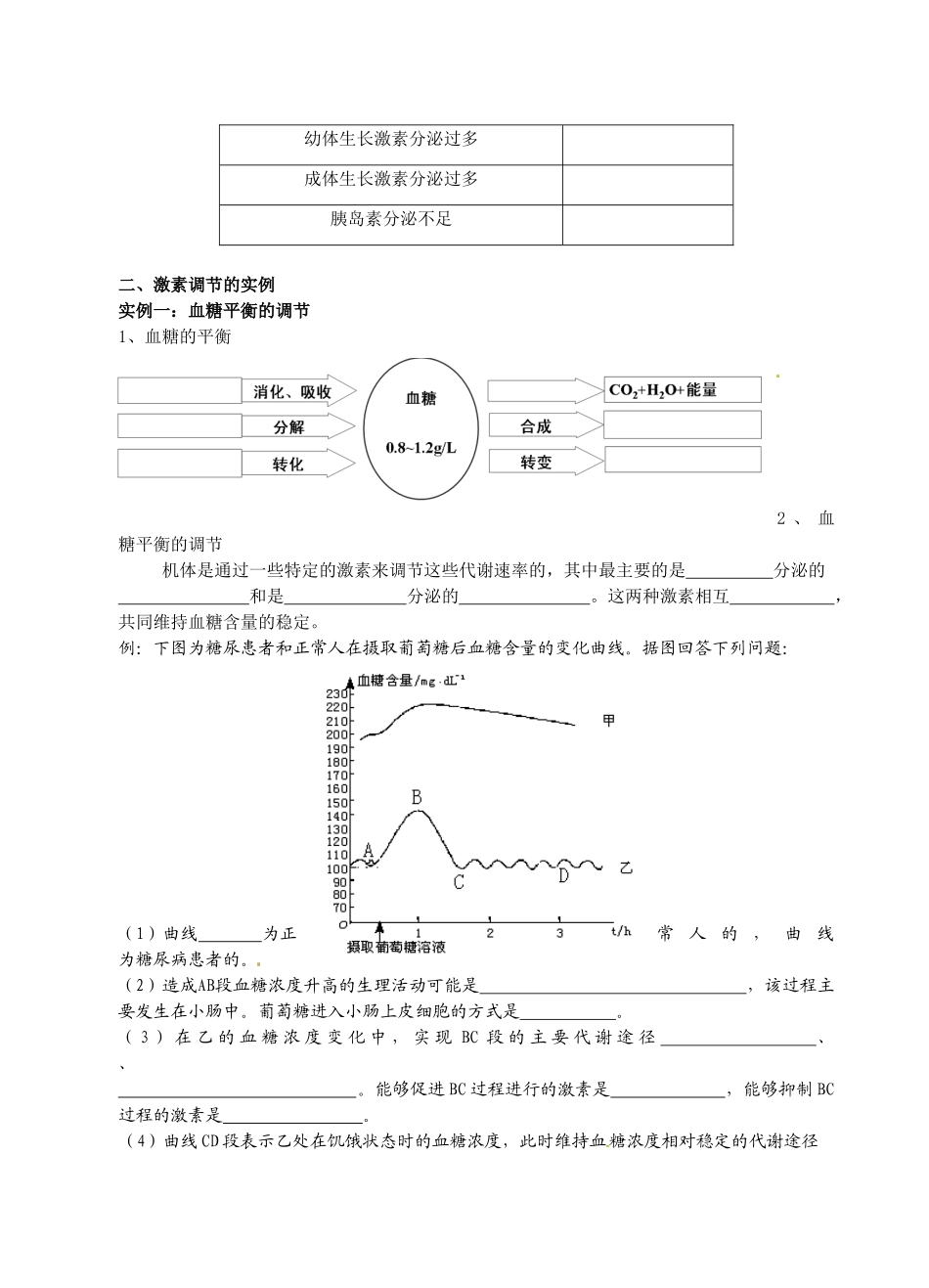 江西省南昌市湾里区第一中学2014年高中生物 2.2 通过激素的调节教案 新人教版必修3_第2页