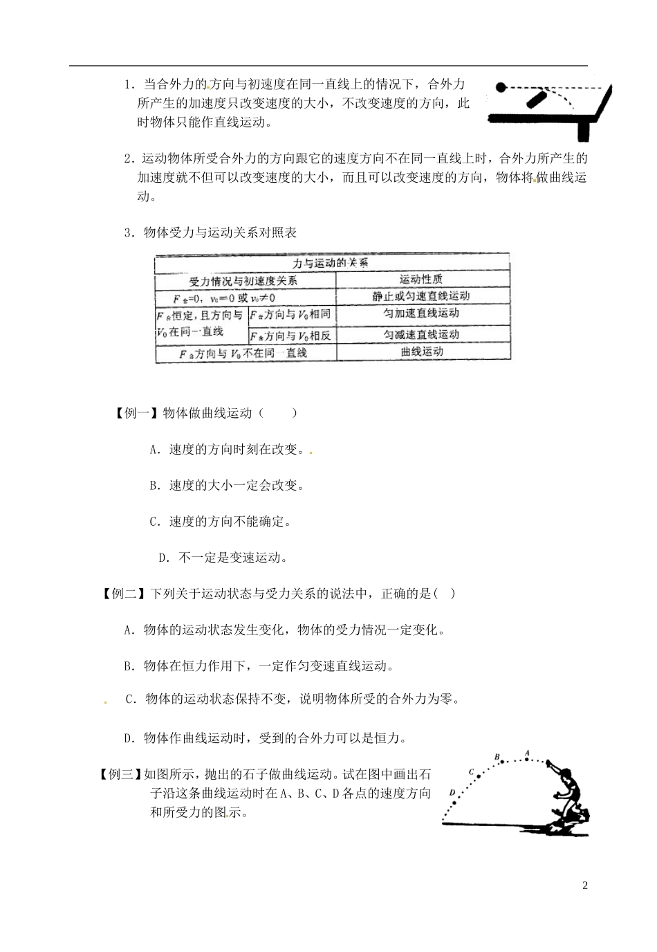 江西省南昌市湾里区第一中学高中物理《6.1 曲线运动》学案 新人教版必修2_第2页