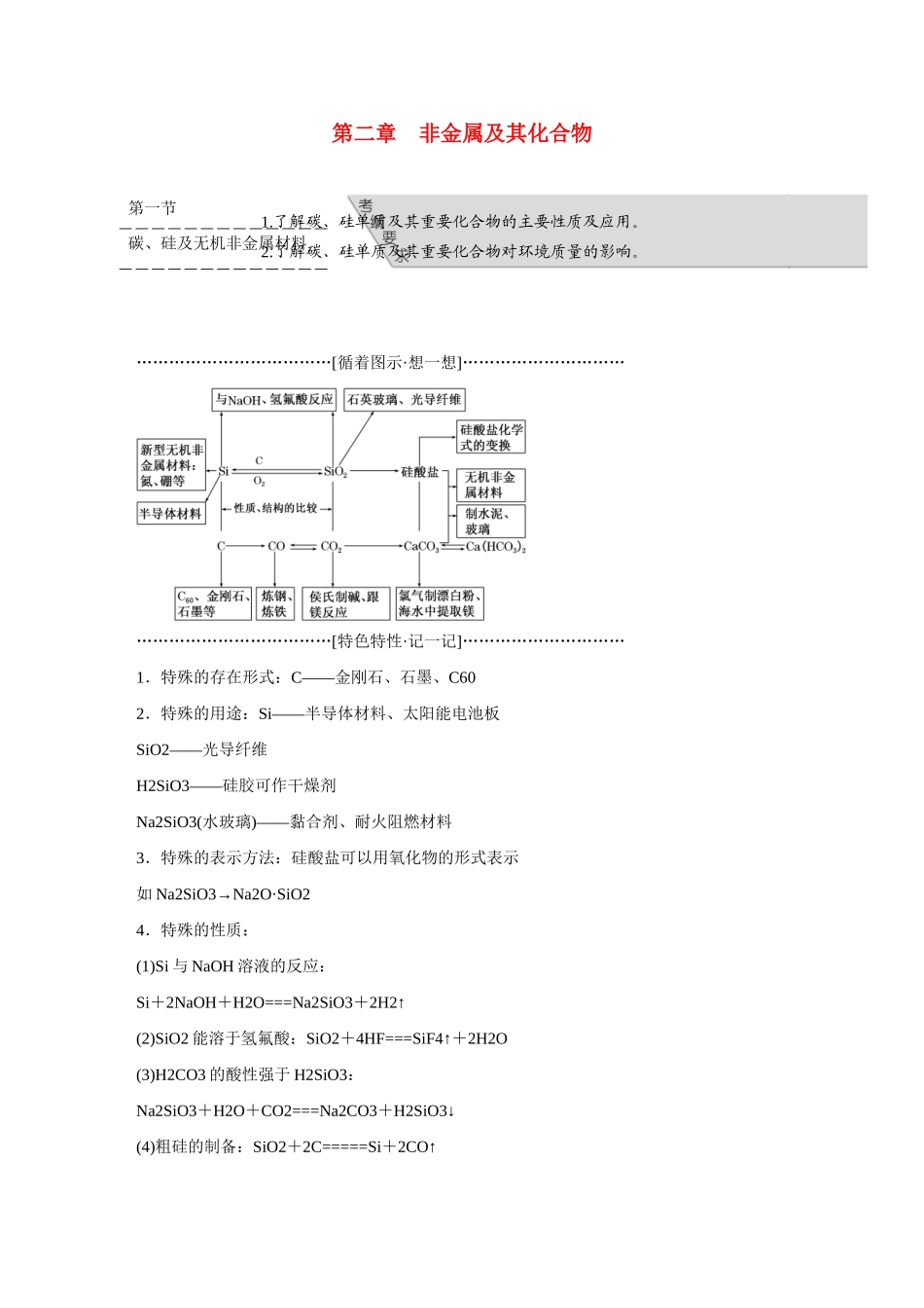 江西省横峰中学2016届高考化学一轮复习 第二章 非金属及其化合物导学案_第1页