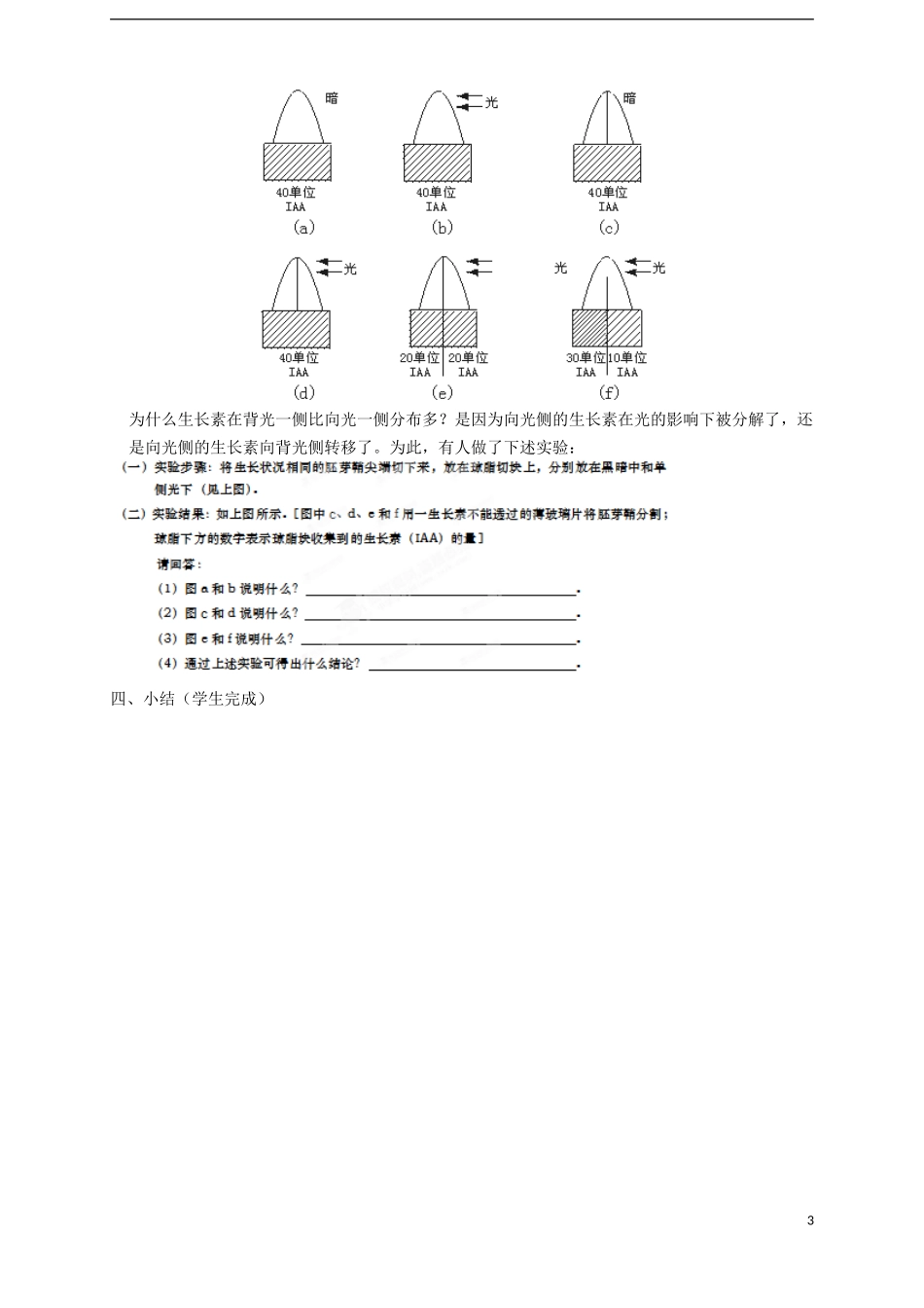 江西省南昌市新建一中2014年高中生物 第三章 第一、二、三节 植物的生长素的发现 生长素的生理作用 其他植物激素学案 新人教版必修3_第3页