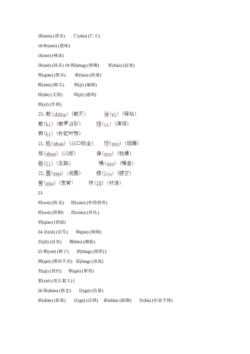 江西省信丰中学高中语文 形近字读音积累 苏教版必修2_第3页