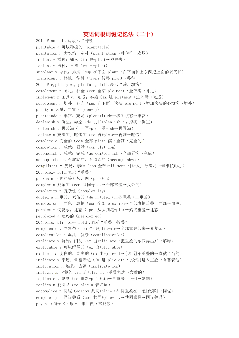 江西省萍乡市高中英语词根词缀记忆法（二十）_第1页