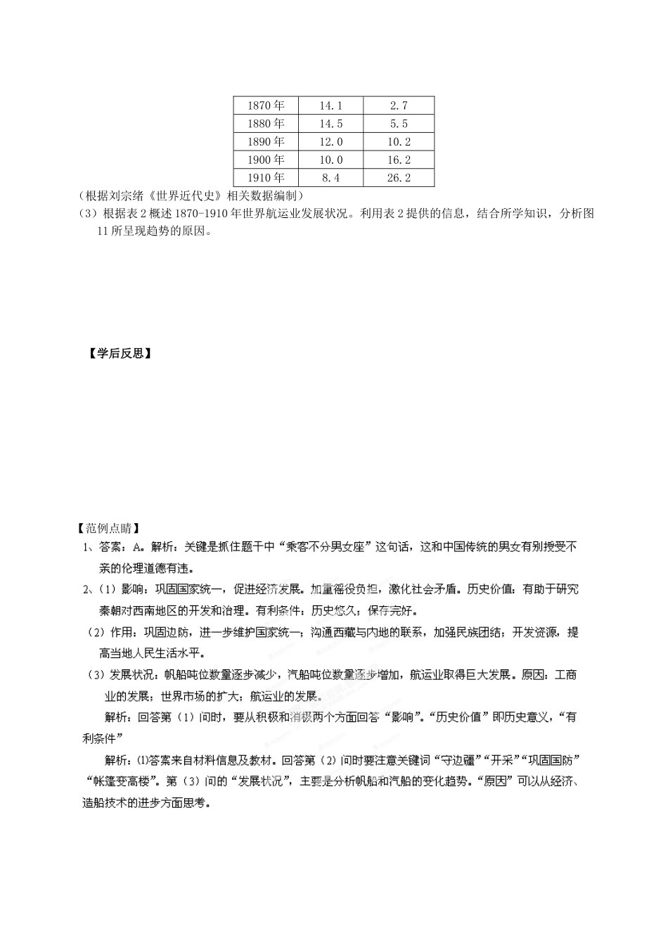 江西省修水县第一中学2014年高中历史 交通和通信工具的进步导学案 新人教版必修2_第3页